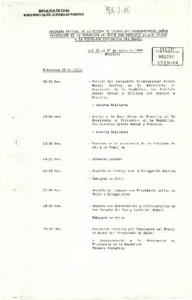 Programa oficial de la visita de estado del Presidente a la República Federativa del Brasil en 1993