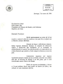 [Carta del presidente Patricio Aylwin a Fidel Castro Ruz]