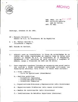 [Oficio del Asesor Presidencial dirigido al Intendente de la I Región, Sr. Nelson Garrido, refere...