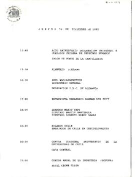 Programa Jueves 10 de Diciembre de 1992.
