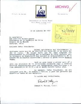 [Carta de agradecimiento del Sr. Edgar  Malloy de la Universidad de Notre Dame]