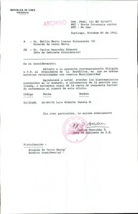 [Carta del Jefe de Gabinete de la Presidencia a Alcalde (S) de Cerro Navia]