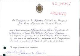 [Invitación del Embajador de la República Oriental de Uruguay dirigida al Presidente Patricio Aylwin]