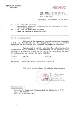 [Oficio Gab. Pres. Ord. N° 6136 de Jefe de Gabinete Presidencial, remite copia de carta que se indica]