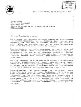 [Carta al presidente del Consejo de Ministros de la República de Italia]