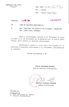 [Oficio Ord. N° 133 de Jefe de Gabinete Presidencial, remite copia de carta]