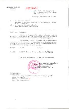 [Envío de fotocopias de cartas a Sr. Claudio Salcedo Secretario Regional Ministerial de Vivienda y Urbanismo IV Región]