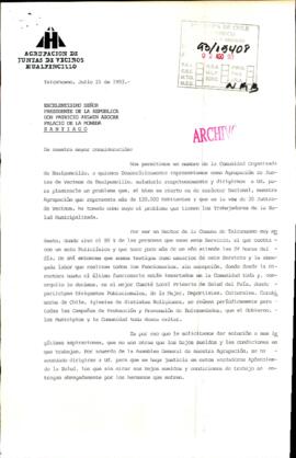 [Carta de la Agrupación de Juntas de Vecinos de Hualpencillo dirigida al Presidente Patricio Aylwin, referente a la problemática de  los trabajadores de la salud municipalizada]