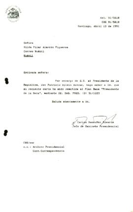 [Informa que carta fue remitida al Plan Beca Presidente de la República, mediante Of. GAB. PRES. (0) 91/122]3