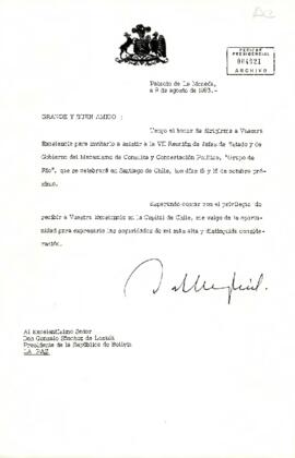 [Carta del Presidente de Chile al Presidente de Bolivia]