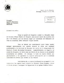 [Carta de Presidente Aylwin dirigida a Monseñor Agustín Radrizzani]