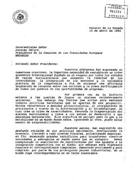 [Carta de S.E El Presidente Patricio Aylwin a Presidente de la Comisión de las Comunidades Europeas]