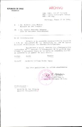 [Carta del Jefe de Gabinete de la Presidencia a Alcalde de San Joaquín]