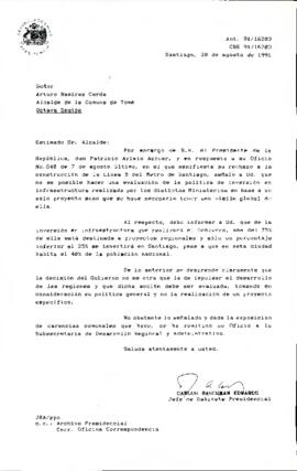 [Carta de respuesta enviada al Sr. Arturo Ramírez sobre construcción de Línea 5 de Metro]
