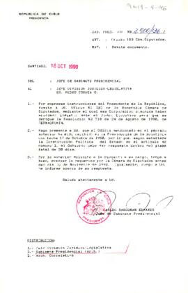 [Carta de Jefe de Gabinete a Sr. Pedro Correa sobre solicitud de derogación de resolución Nº 718 de SERNAGEOAMIN]