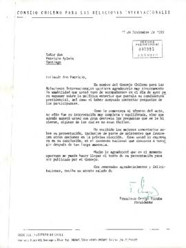 [Carta del Consejo Chileno para las Relaciones Internacionales]