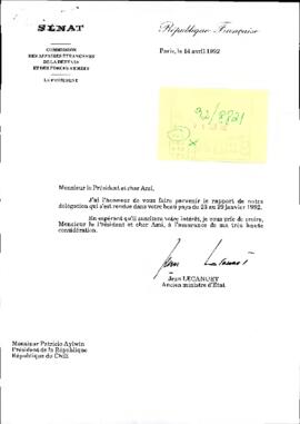 [Carta de la Comisión de Asuntos Extranjeros de la Defensa y Fuerzas Armadas de Francia dirigida al Presidente Patricio Aylwin]