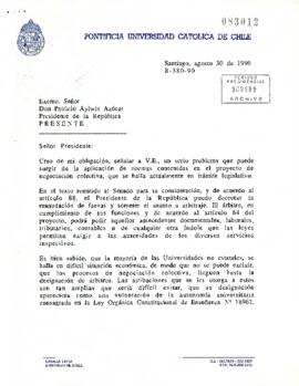 [Carta del Rector de la Pontificia Universidad Católica de Chile]