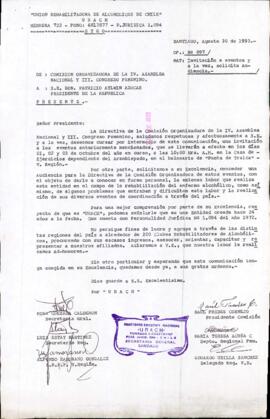 [Carta de Unión Rehabilitadora de Alcohólicos de Chile por solicitud de audiencia]