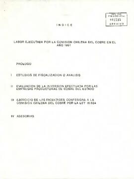 Labor ejecutada por la comisión chilena del cobre en el año 1991