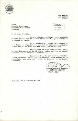 [Carta del Jefe de Gabinete Presidencial al Ministro de Vivienda]