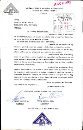 [Carta de la Asociación Gremíal de Artesanos de Constitución dirigida al Presidente Patricio Aylwin]