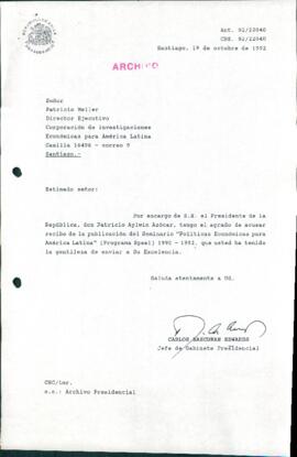 [Carta de respuesta del Jefe de Gabinete Presidencial dirigida al Director Ejecutivo de la Corporación de Investigaciones Económicas para América Latina]