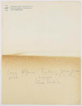 Nota manuscrita con referencia a Alfonso Leng