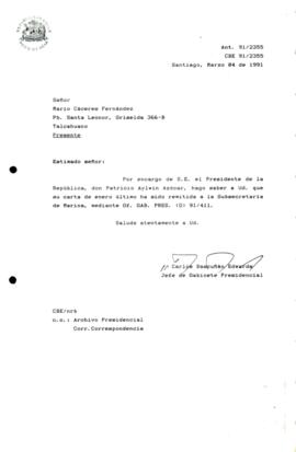 Carta remitida a la Subsecretaría de Marina