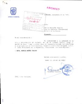 [Carta del Gerente de Recursos Humanos del Banco del Estado de Chile dirigida al Jefe de Gabinete Presidencial]