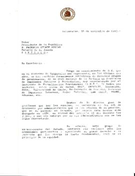 [Carta del Diputado Francisco Bartolucci dirigida al Presidente Patricio Aylwin, mediante la cual solicita la suspensión del descuento de 10% por administración a pensionados]