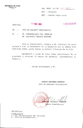 [Oficio Gab. Pres. N° 5812 de Jefe de Gabinete Presidencial, remite copia de carta que se indica]