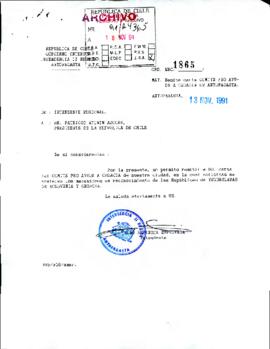 [Remite carta Comité Pro ayuda a Croacia de Antofagasta]