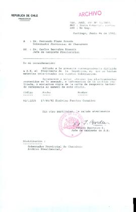 [Carta del Jefe de Gabinete de la Presidencia a Gobernador Provincial de Chacabuco]