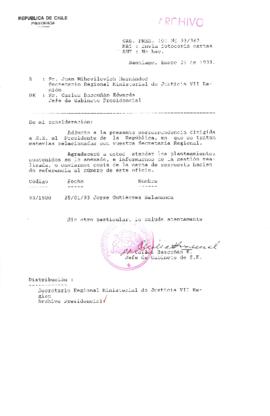 [Oficio  Gab. Pres. Ord. N° 0367 de Jefe de Gabinete Presidencial, remite copia de carta que se indica]