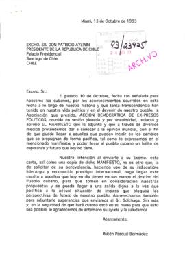 [Carta de la Asociación Democrática de Ex Presos Políticos de Cuba dirigida al Presidente Patricio Aylwin]