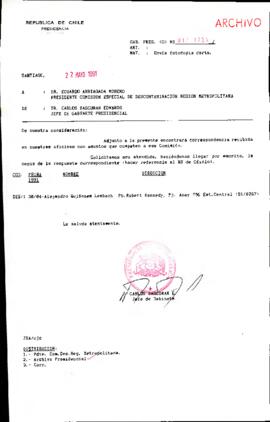 [Se remite fotocopia de correspondencia a Presidente Comisión Especial de Descontaminación Región Metropolitana]