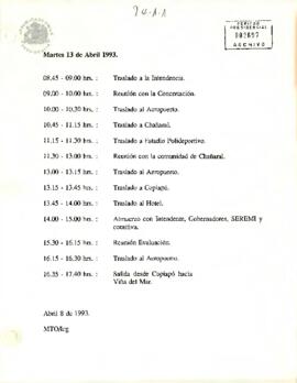 Agenda Presidencia Martes 13 de 1993