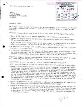 Carta recibida notificando dificultad para obtener matrícula para la educación básica en San Fern...
