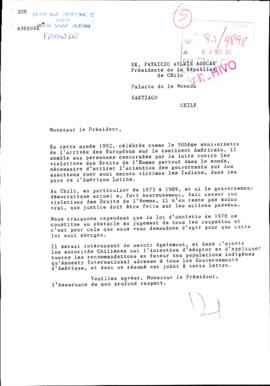 Carta adjunta documento Recomendaciones de Amnistía Internacional para la Protección de los Derechos Fundamentales de los Pueblos Indígenas