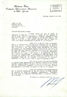 [Carta de renuncia de Radomiro Tomic como embajador de Chile en Ginebra]
