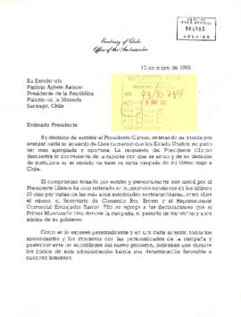 [Carta del Embajador Patricio Silva Echeníque en la que se refiere al acuerdo de libre comercio c...