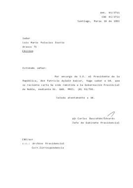 [Se remite carta a Gobernación Provincial de Ñuble]