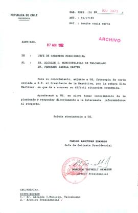 [Carta adjunta solicitudes relacionadas a la Municipalidad de Talcahuano]