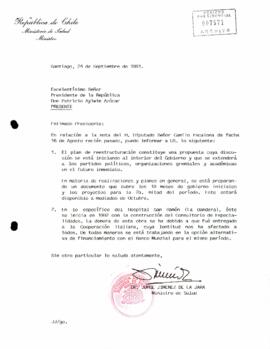 [Carta del Ministro de Salud, Jorge Jiménez de la Jara]