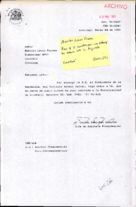 [Carta de respuesta de Jefe de Gabinete al Sr. Basilio Leiva quien solicita construcción de estanque de agua]