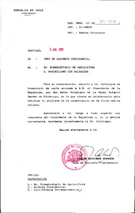 [Carta del Jefe de Gabinete Presidencial dirigida al Subsecretario de Agricultura]