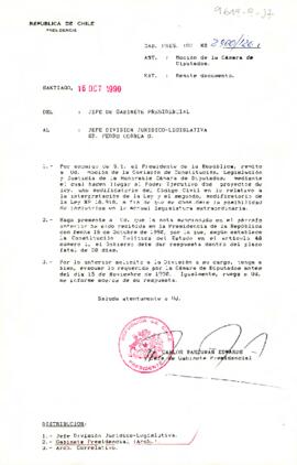 [Carta de Jefe de Gabinete a Sr. Pedro Correa sobre  moción de la Cámara de Diputados]