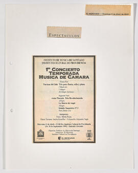 Publicidad de Concierto : 1er Concierto Temporada Música de Cámara