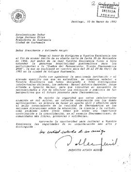 [Carta de agradecimiento de Presidente Aylwin dirigida a Presidente de Guatemala]